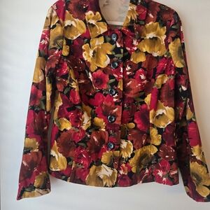Source Unknown Floral Jacket - Red, Yellow, Black